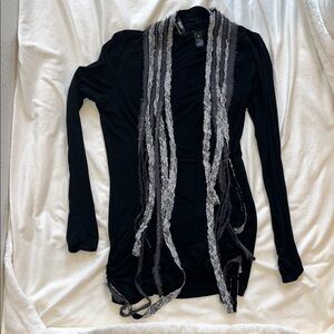 BKE Boutique Y2K Black and gray Lace Detail cardigan